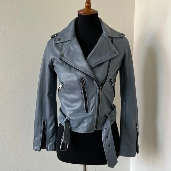 Allsaints All Saints Balfern Slim Fit Sheepskin Leather Jacket NEW - XS / US2